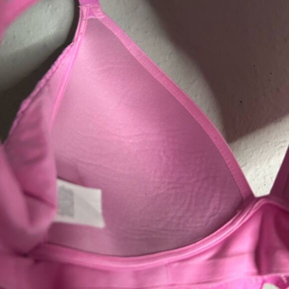 Aerie Real Sunnie Wireless Racerback Bra in Pink Lace Size 34C - Picture 8 of 11